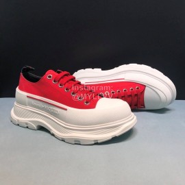 Alexander Mcqueen Canvas Lace Up Thick Soled Shoes For Men And Women Red