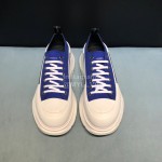 Alexander Mcqueen Canvas Lace Up Thick Soled Shoes For Men And Women Blue