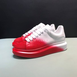 Mcqueen Painted Matt Leather Casual Shoes For Men And Women Red