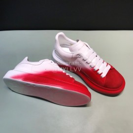 Mcqueen Painted Matt Leather Casual Shoes For Men And Women Red