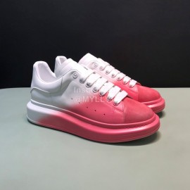 Mcqueen Painted Matt Leather Casual Shoes For Men And Women Pink