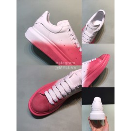 Mcqueen Painted Matt Leather Casual Shoes For Men And Women Pink