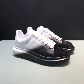 Mcqueen Painted Matt Leather Casual Shoes For Men And Women Black
