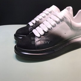 Mcqueen Painted Matt Leather Casual Shoes For Men And Women Black