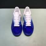Mcqueen Painted Matt Leather Casual Shoes For Men And Women Blue