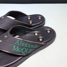Alexander Mcqueen Leather Rivet Flip Flops For Men Green