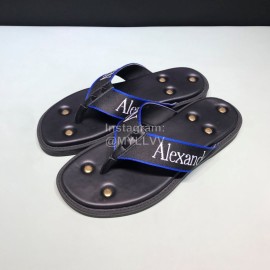 Alexander Mcqueen Leather Rivet Flip Flops For Men Blue
