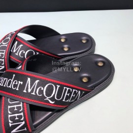 Alexander Mcqueen Matt Leather Rivet Slippers For Men Red