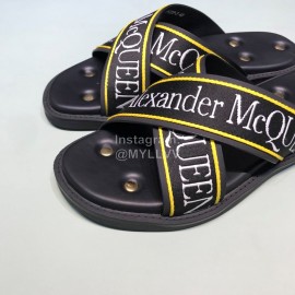 Alexander Mcqueen Matt Leather Rivet Slippers For Men Yellow