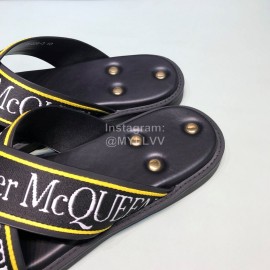 Alexander Mcqueen Matt Leather Rivet Slippers For Men Yellow