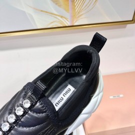 Miumiu Autumn Winter New Black Leather Casual Shoes For Women
