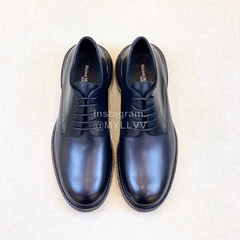 Margiela Black Leather Lace Up Business Shoes For Men