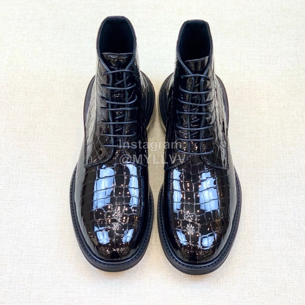 Margiela Leather Lace Up Business Short Boots For Men