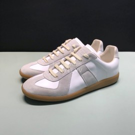 Margiela Cowhide Suede Lace Up Sneakers For Men And Women White