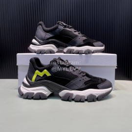 Moncler Autumn Winter Leather Mesh Sneakers For Men And Women Black