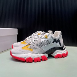 Moncler Autumn Winter Leather Mesh Sneakers For Men And Women Yellow