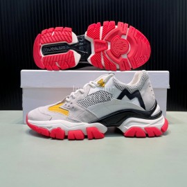 Moncler Autumn Winter Leather Mesh Sneakers For Men And Women Yellow