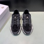 Moncler Autumn Winter Leather Mesh Sneakers Black For Men And Women