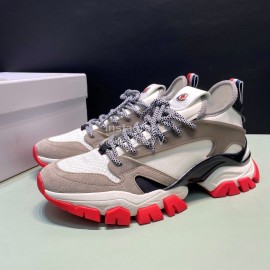 Moncler Cowhide Mesh Sneakers For Men And Women Gray