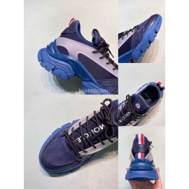 Moncler Cowhide Mesh Sneakers For Men And Women Blue