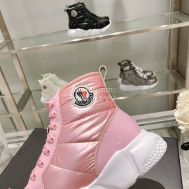 Moncler Fashion Waterproof Down Thick Bottom High Top Shoes Pink
