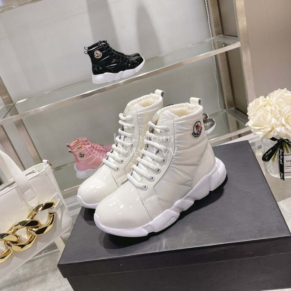 Moncler Fashion Waterproof Down Thick Bottom High Top Shoes White