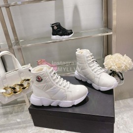 Moncler Fashion Waterproof Down Thick Bottom High Top Shoes White