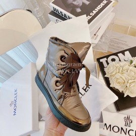 Moncler Fashion Waterproof Down Bow Boots Shoes For Women Brown