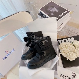 Moncler Fashion Waterproof Down Bow Boots Shoes For Women Black