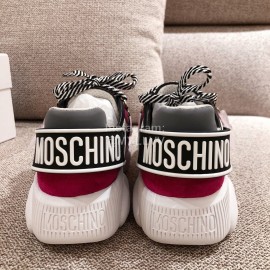 Moschino Color Matching Thick Soles Sneakers For Women Rose Red