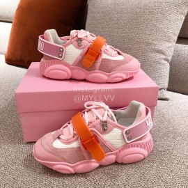 Moschino Color Matching Thick Soles Sneakers For Women Pink