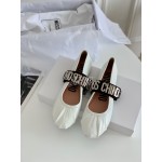 Moschino Spring Leather Ballet Shoes For Women White