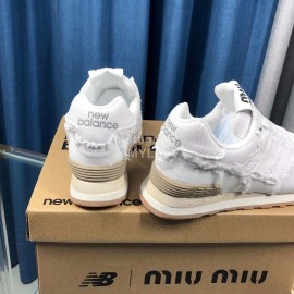 New Balance Miumiu Denim Sneakers For Women White