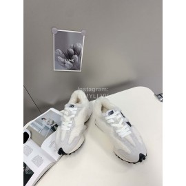 New Balance Winter Wool Leather Sneakers For Women White