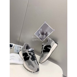 New Balance Winter Wool Leather Sneakers For Women Gray