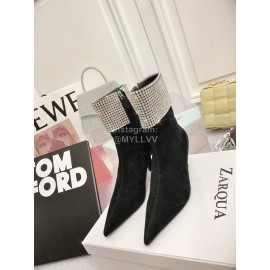 Nina Zarqua Fashion Diamond Velvet High Heel Boots For Women