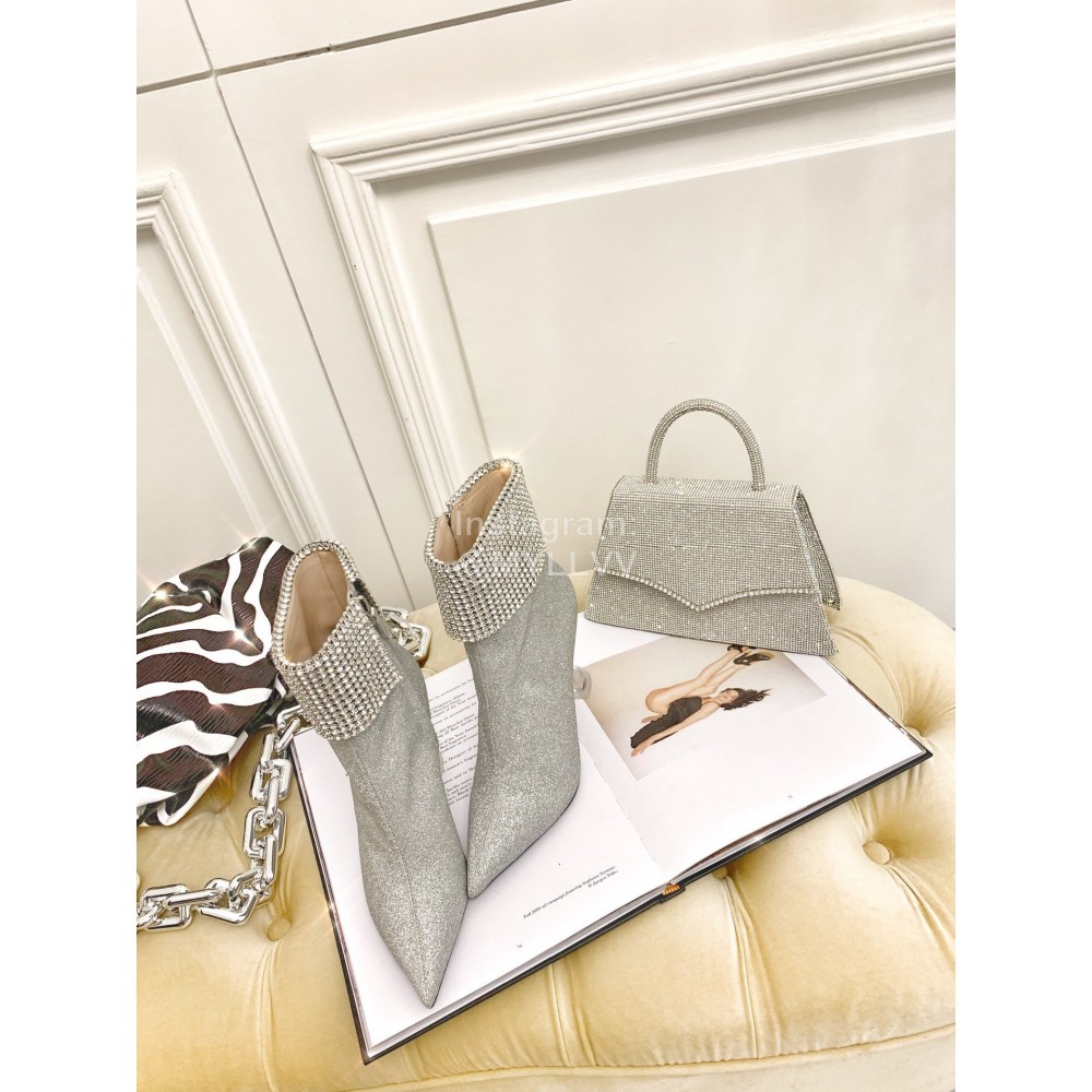 Nina Zarqua Fashion Diamond Pointed High Heel Boots For Women Gray
