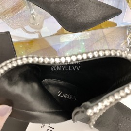 Nina Zarqua Fashion Diamond Pointed High Heel Boots For Women Black