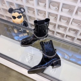 Nina Zarqua Autumn Winter New Leather Chain Boots For Women Black