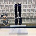 Nina Zarqua Black Leather Pearl Chain High Heeled Boots For Women