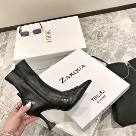Nina Zarqua Crocodile Leather Pointed High Heeled Boots For Women Black