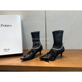 Nina Zarqua Black Patent Leather Chain High Heeled Boots For Women 