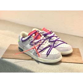 Off White Nk Sb Dunk Low Leather Sneakers For Men And Women Purple