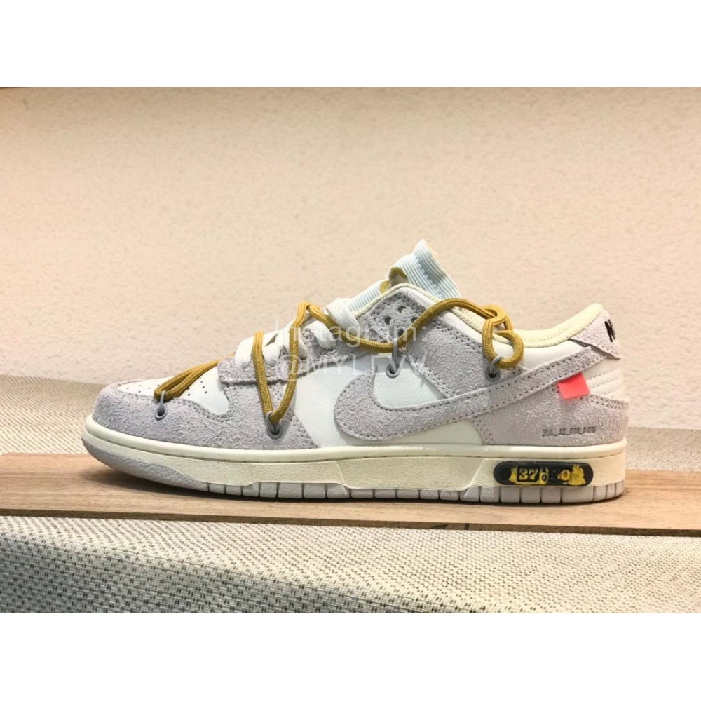 Off White Nk Sb Dunk Low Leather Sneakers For Men And Women Tan