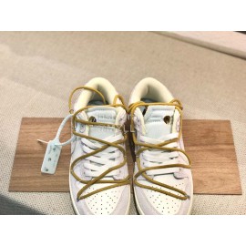 Off White Nk Sb Dunk Low Leather Sneakers For Men And Women Tan