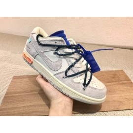 Off White Nk Sb Dunk Low Leather Sneakers For Men And Women Black