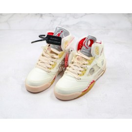 Off White Air Jordan 5 Sneakers For Men And Women White