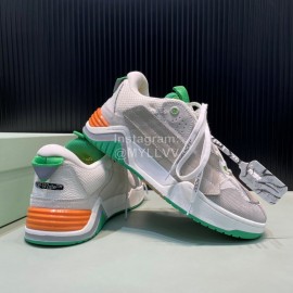 Off White Leather Mesh Casual Sneakers For Men White