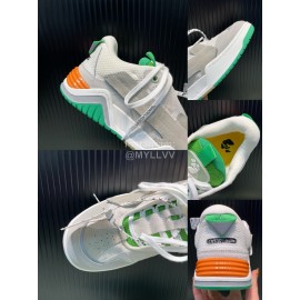 Off White Leather Mesh Casual Sneakers For Men White