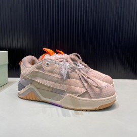 Off White Leather Mesh Casual Sneakers For Men Beige